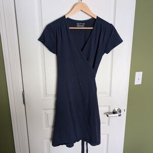 Pact Organic Cotton Navy Wrap Dress